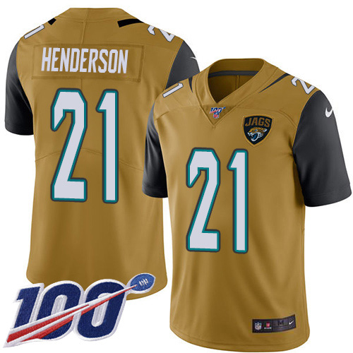 Nike  Jaguars #21 C.J. Henderson Gold Men Stitched NFL Limited Rush 100th Season Jersey